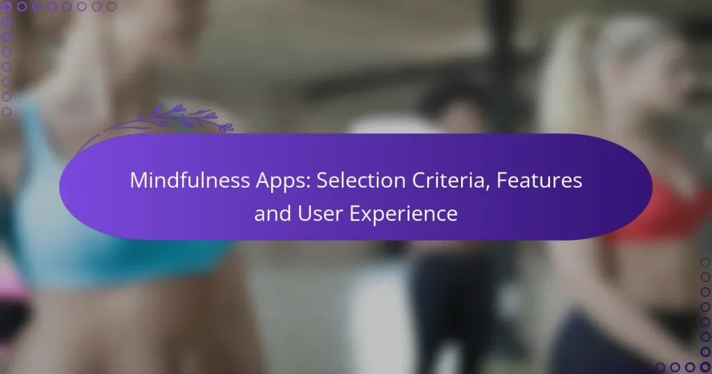 Mindfulness Apps: Selection Criteria, Features and User Experience