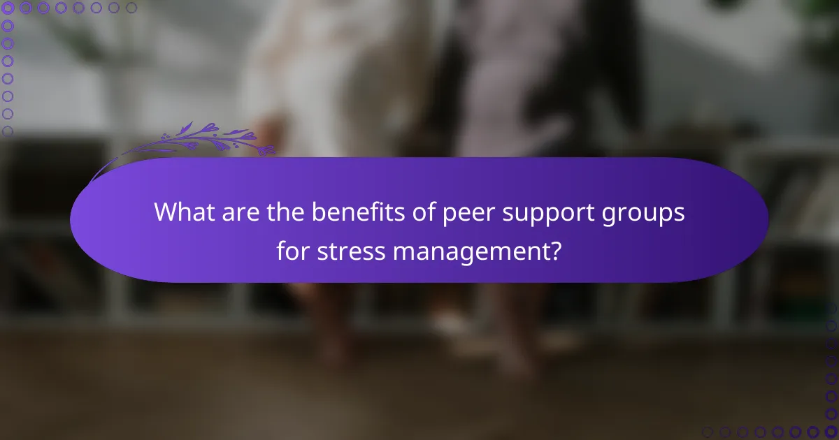 What are the benefits of peer support groups for stress management?