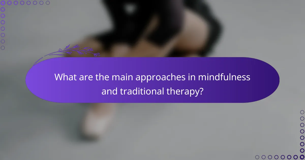 What are the main approaches in mindfulness and traditional therapy?