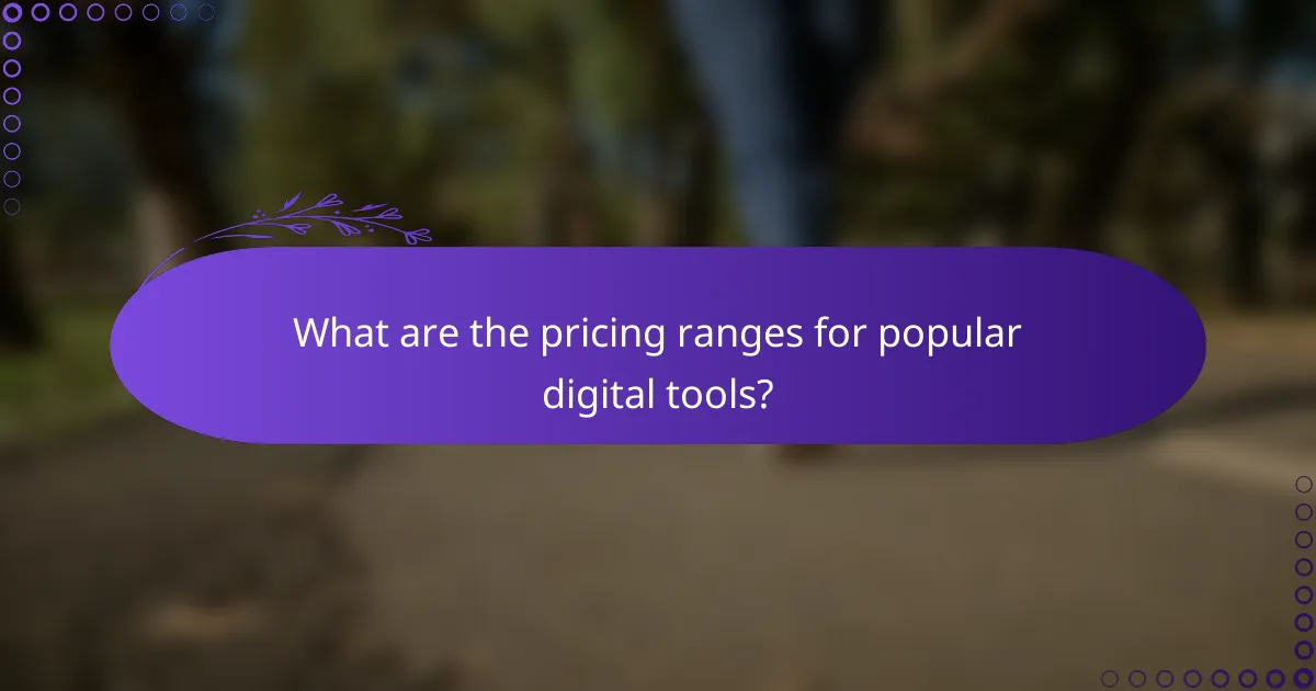 What are the pricing ranges for popular digital tools?
