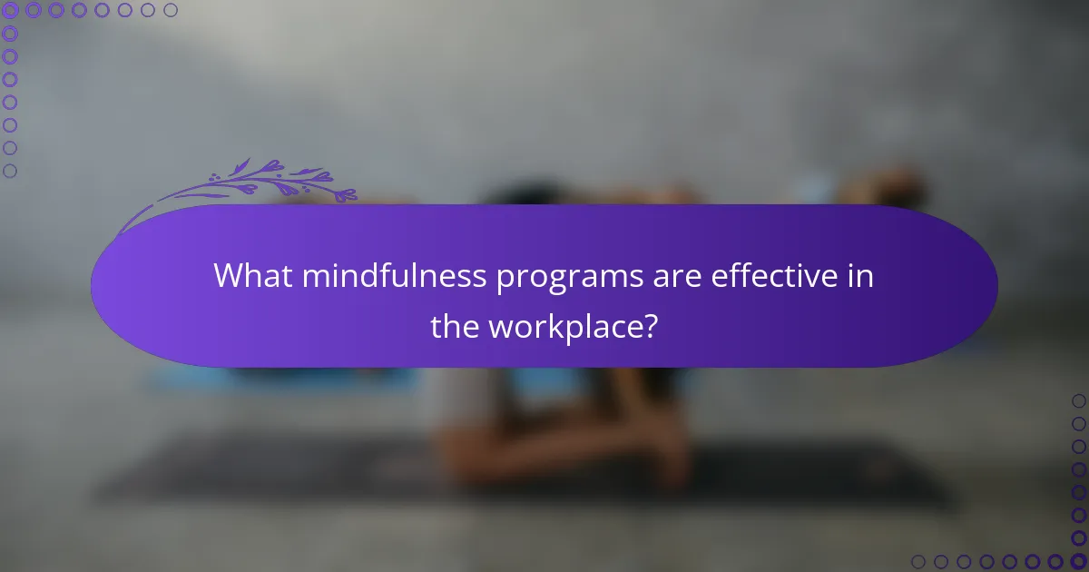 What mindfulness programs are effective in the workplace?